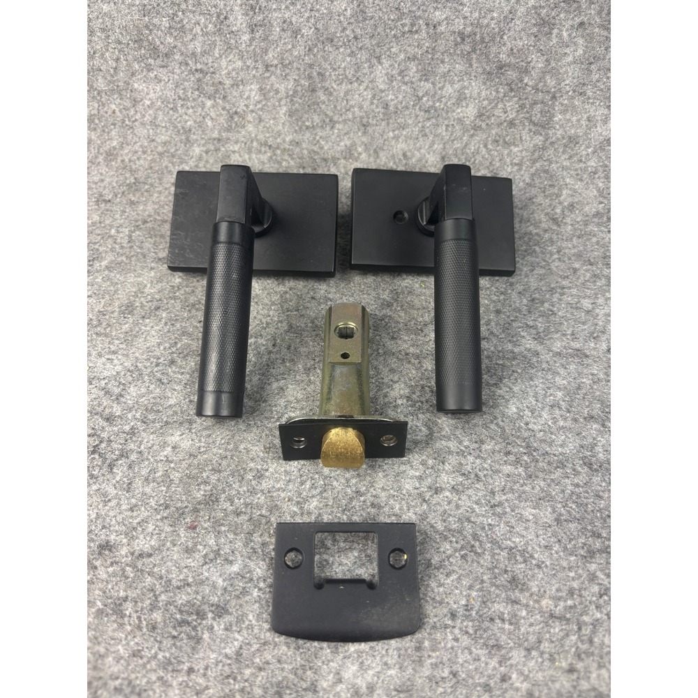 Ashley Norton Knurled Bauhaus Passage Lever Set Black Industrial Modern Hardware